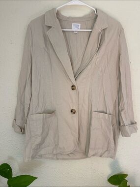 Elegant Beige Relaxed Single-Breasted Blazer